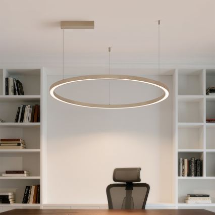 Brilagi - PORTOFINO Cable-Suspended Dimmable LED Pendant, 60W, 230V, 3000–6000K, Ø80 cm, Beige + Remote Control