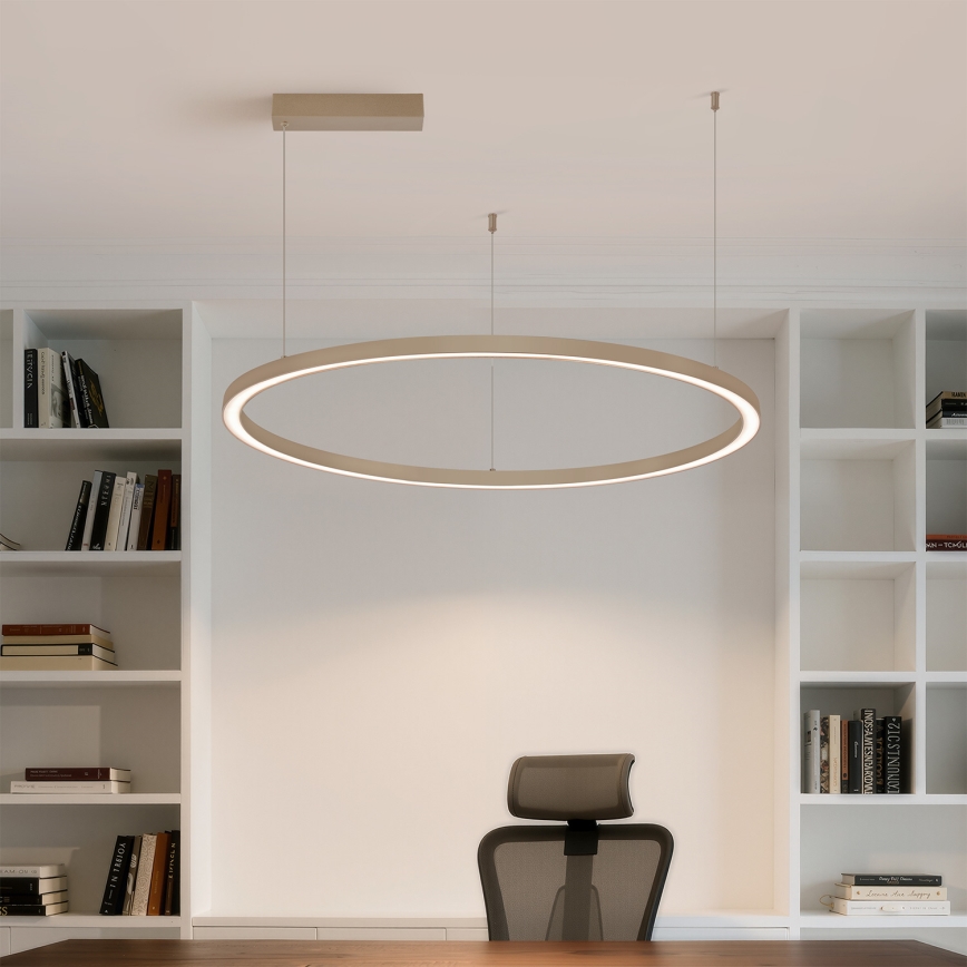 Brilagi - PORTOFINO Cable-Suspended Dimmable LED Pendant, 60W, 230V, 3000–6000K, Ø80 cm, Beige + Remote Control