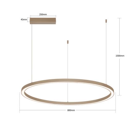 Brilagi - PORTOFINO Cable-Suspended Dimmable LED Pendant, 60W, 230V, 3000–6000K, Ø80 cm, Beige + Remote Control