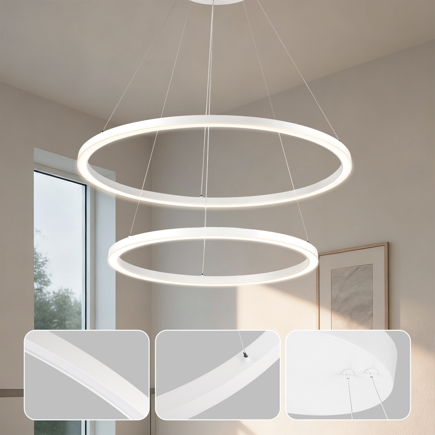 Brilagi - PORTOFINO LED dimmable cable pendant light LED/98W/230V 3000-6000K Ø 80 cm white + remote control