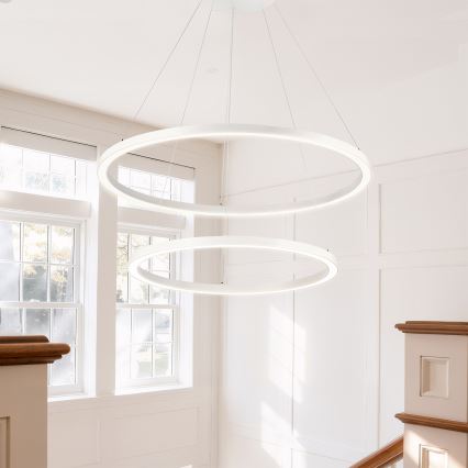 Brilagi - PORTOFINO LED dimmable cable pendant light LED/98W/230V 3000-6000K Ø 80 cm white + remote control