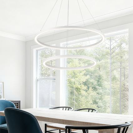 Brilagi - PORTOFINO LED dimmable cable pendant light LED/98W/230V 3000-6000K Ø 80 cm white + remote control