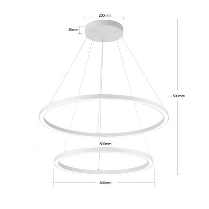 Brilagi - PORTOFINO LED dimmable cable pendant light LED/98W/230V 3000-6000K Ø 80 cm white + remote control