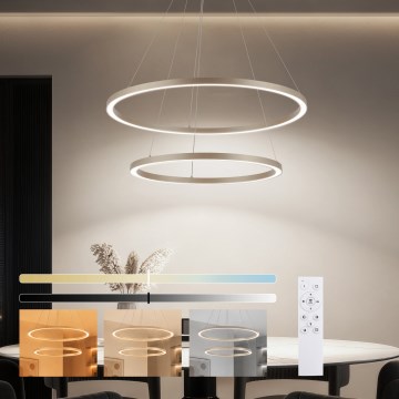 Brilagi - PORTOFINO Dimmable LED Cable Pendant Light LED/98W/230V 3000-6000K Ø 80 cm Beige + Remote Control