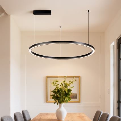 Brilagi - PORTOFINO Dimmable LED Cable-Suspended Pendant Light LED/60W/230V 3000–6000K Ø 80 cm Black + Remote Control