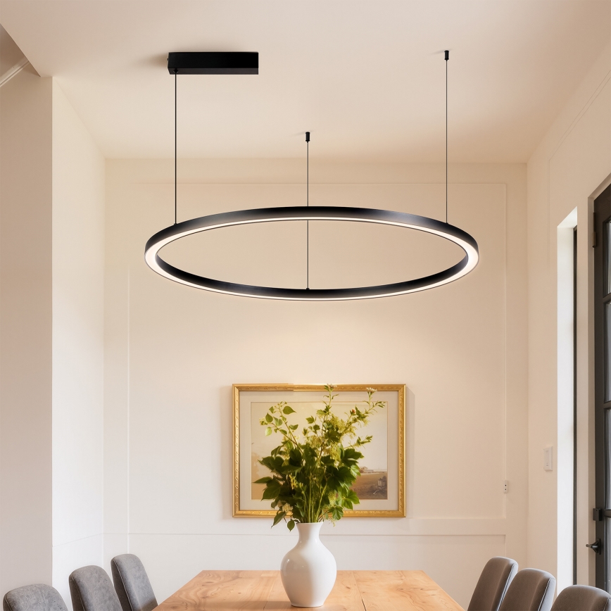 Brilagi - PORTOFINO Dimmable LED Cable-Suspended Pendant Light LED/60W/230V 3000–6000K Ø 80 cm Black + Remote Control