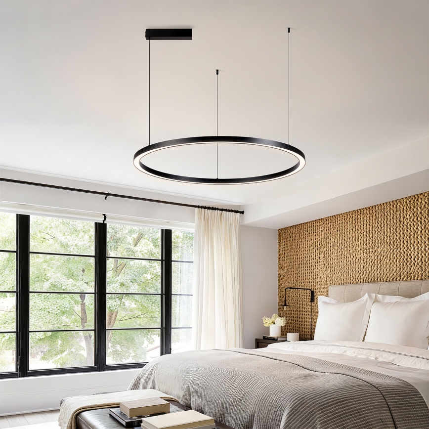 Brilagi - PORTOFINO Dimmable LED Cable-Suspended Pendant Light LED/60W/230V 3000–6000K Ø 80 cm Black + Remote Control