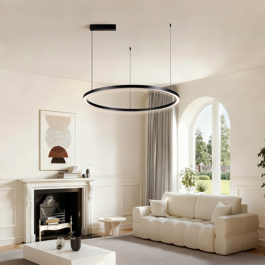 Brilagi - PORTOFINO Dimmable LED Cable-Suspended Pendant Light LED/60W/230V 3000–6000K Ø 80 cm Black + Remote Control