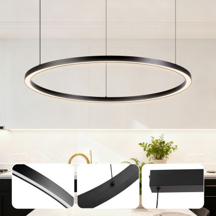 Brilagi - PORTOFINO Dimmable LED Cable-Suspended Pendant Light LED/60W/230V 3000–6000K Ø 80 cm Black + Remote Control