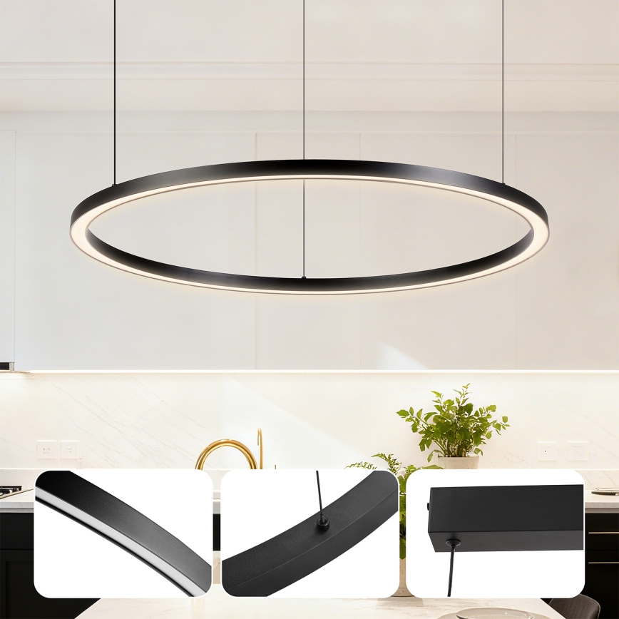 Brilagi - PORTOFINO Dimmable LED Cable-Suspended Pendant Light LED/60W/230V 3000–6000K Ø 80 cm Black + Remote Control