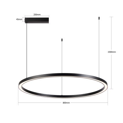 Brilagi - PORTOFINO Dimmable LED Cable-Suspended Pendant Light LED/60W/230V 3000–6000K Ø 80 cm Black + Remote Control