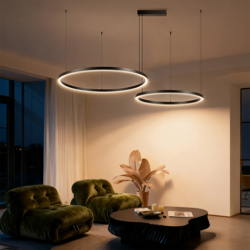 Brilagi - LED Dimmable Cable Pendant Lamp PORTOFINO LED/98W/230V 3000-6000K Black + Remote Control