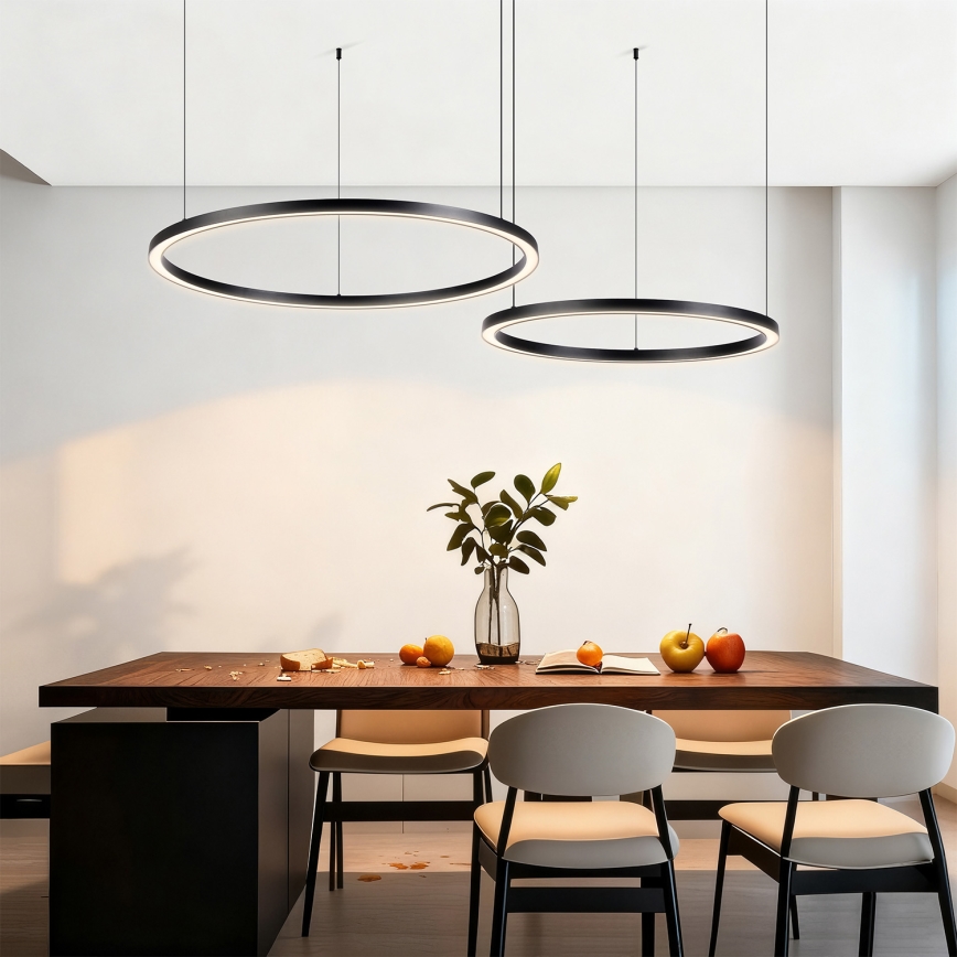 Brilagi - LED Dimmable Cable Pendant Lamp PORTOFINO LED/98W/230V 3000-6000K Black + Remote Control