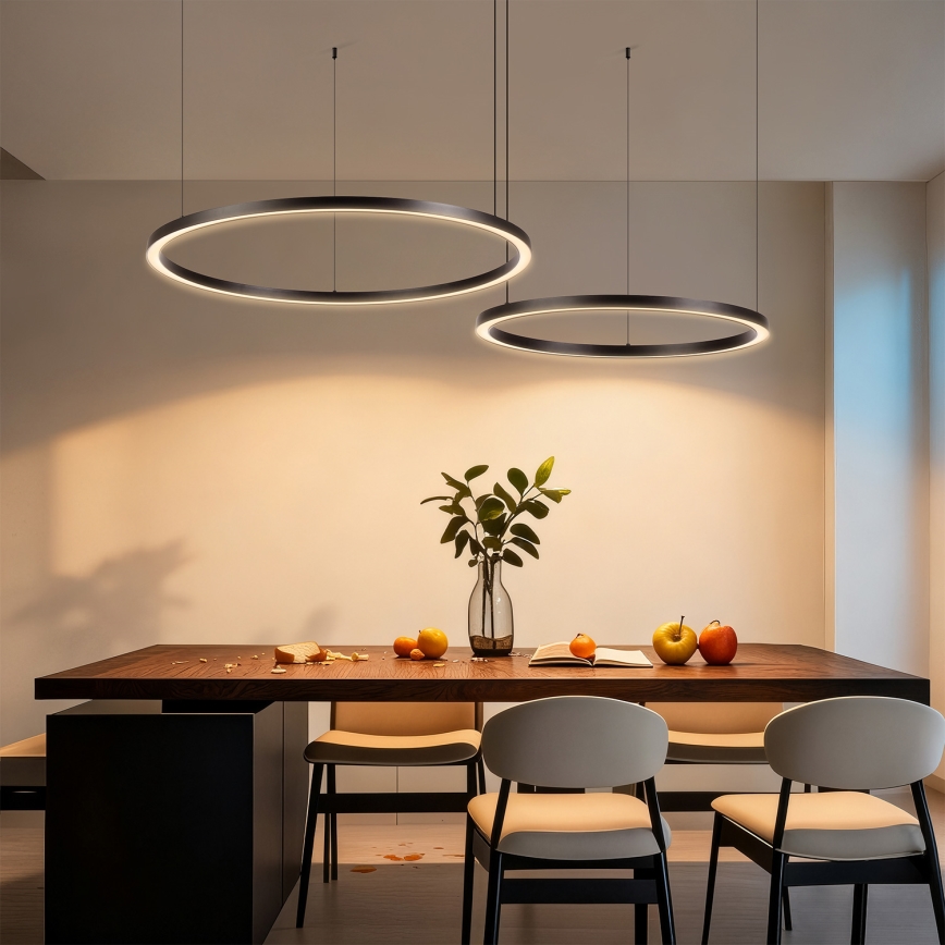 Brilagi - LED Dimmable Cable Pendant Lamp PORTOFINO LED/98W/230V 3000-6000K Black + Remote Control