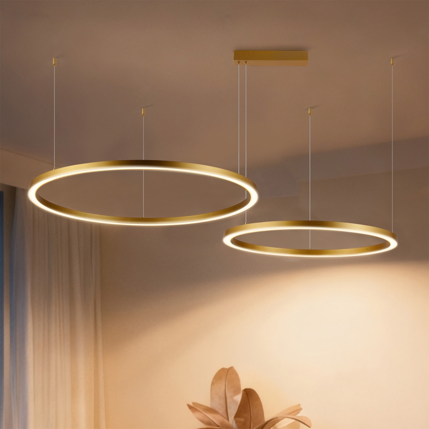 Brilagi - Dimmable LED cable-suspended pendant PORTOFINO LED/98W/230V 3000-6000K gold + remote control