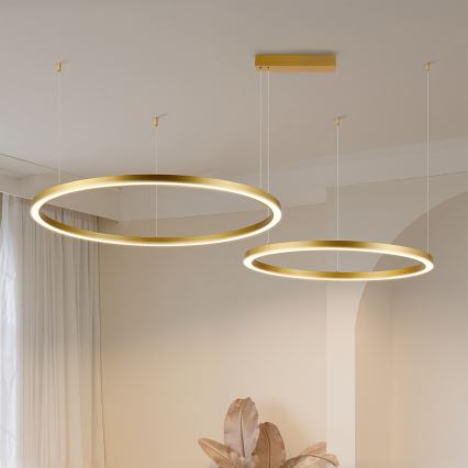 Brilagi - Dimmable LED cable-suspended pendant PORTOFINO LED/98W/230V 3000-6000K gold + remote control
