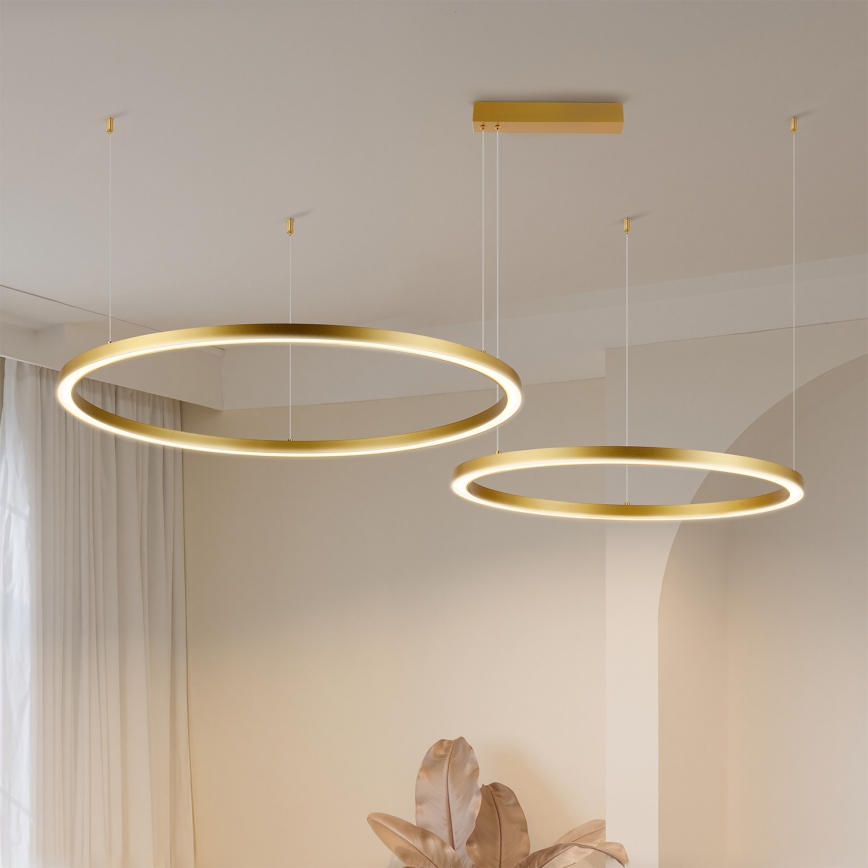 Brilagi - Dimmable LED cable-suspended pendant PORTOFINO LED/98W/230V 3000-6000K gold + remote control