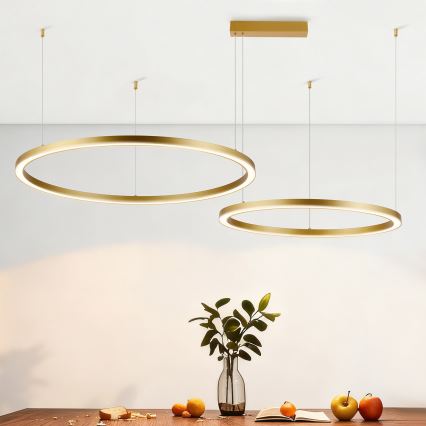 Brilagi - Dimmable LED cable-suspended pendant PORTOFINO LED/98W/230V 3000-6000K gold + remote control
