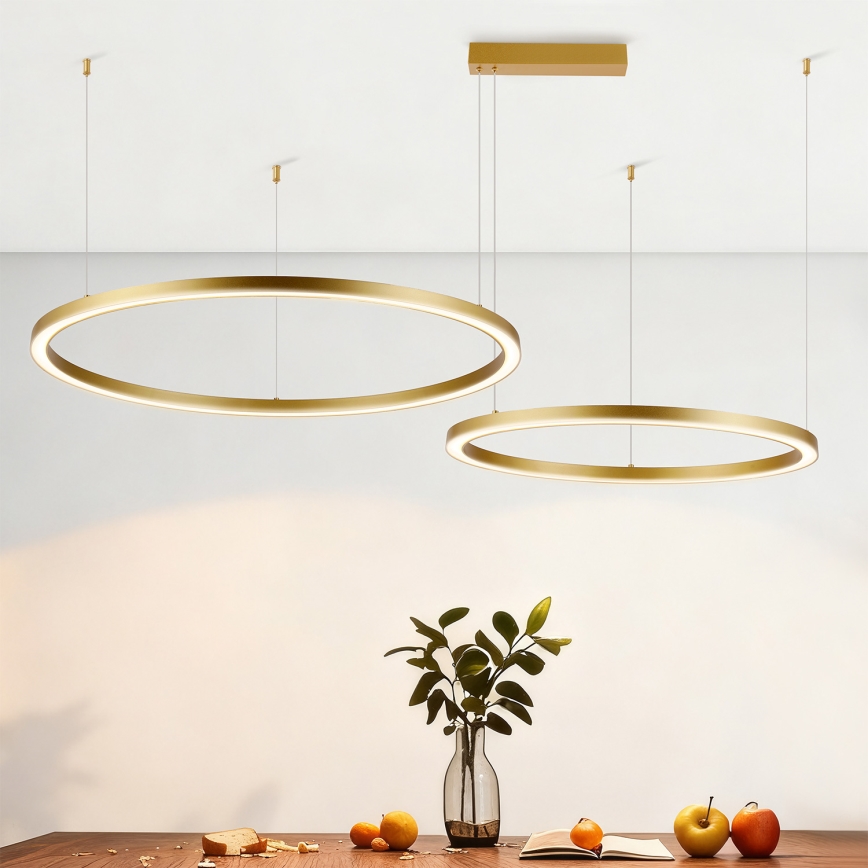 Brilagi - Dimmable LED cable-suspended pendant PORTOFINO LED/98W/230V 3000-6000K gold + remote control