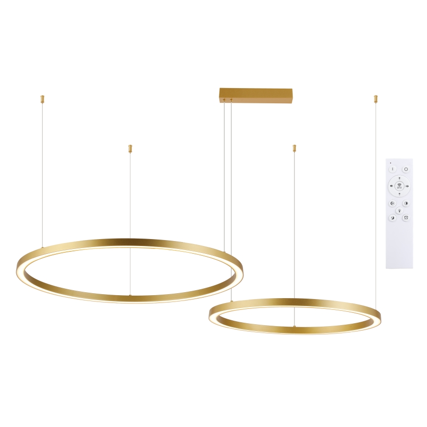 Brilagi - Dimmable LED cable-suspended pendant PORTOFINO LED/98W/230V 3000-6000K gold + remote control
