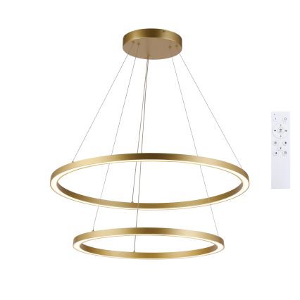 Brilagi - PORTOFINO LED Dimmable Pendant Light on Cable LED/98W/230V 3000-6000K Ø 80 cm Gold + Remote Control
