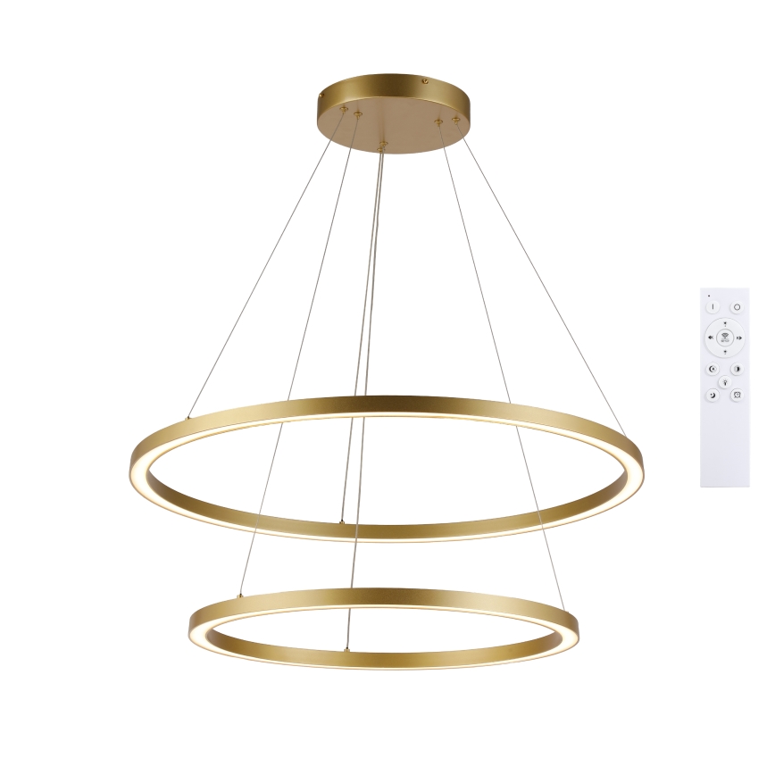 Brilagi - PORTOFINO LED Dimmable Pendant Light on Cable LED/98W/230V 3000-6000K Ø 80 cm Gold + Remote Control