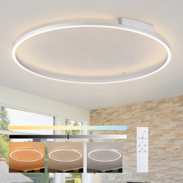 Brilagi - PORTOFINO Dimmable LED Ceiling Light 85W/230V 3000-6000K Ø 120 cm Silver + Remote Control