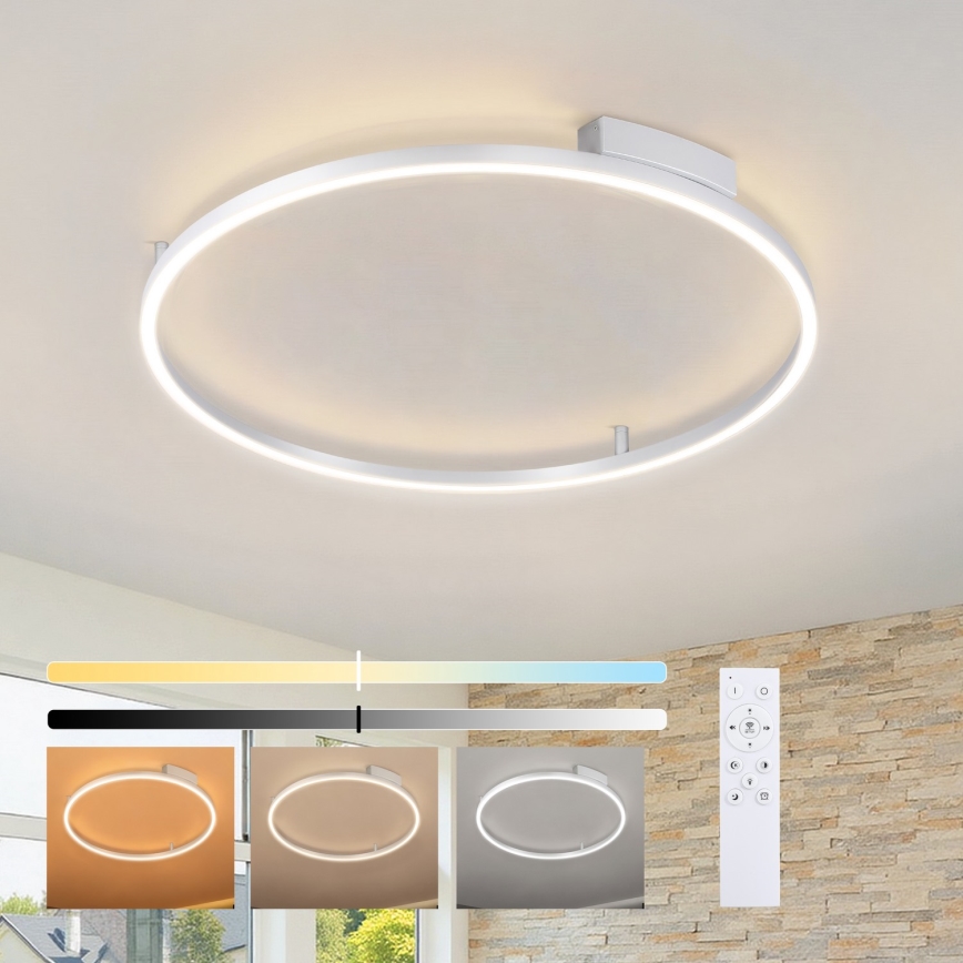 Brilagi - PORTOFINO Dimmable LED Ceiling Light LED/60W/230V 3000-6000K Ø 80 cm Silver + Remote Control