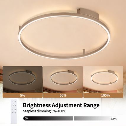 Brilagi - PORTOFINO LED Dimmable Ceiling Light LED/60W/230V 3000-6000K Ø 80 cm Beige + Remote Control