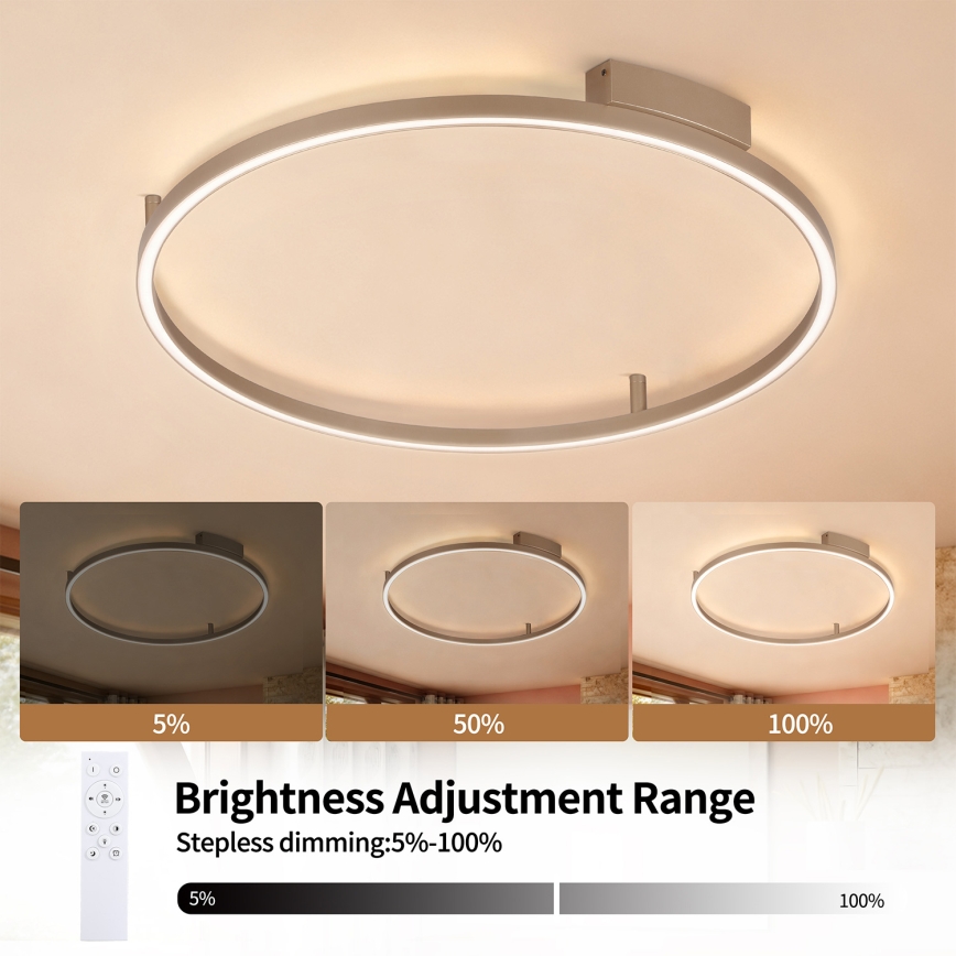 Brilagi - PORTOFINO LED Dimmable Ceiling Light LED/60W/230V 3000-6000K Ø 80 cm Beige + Remote Control