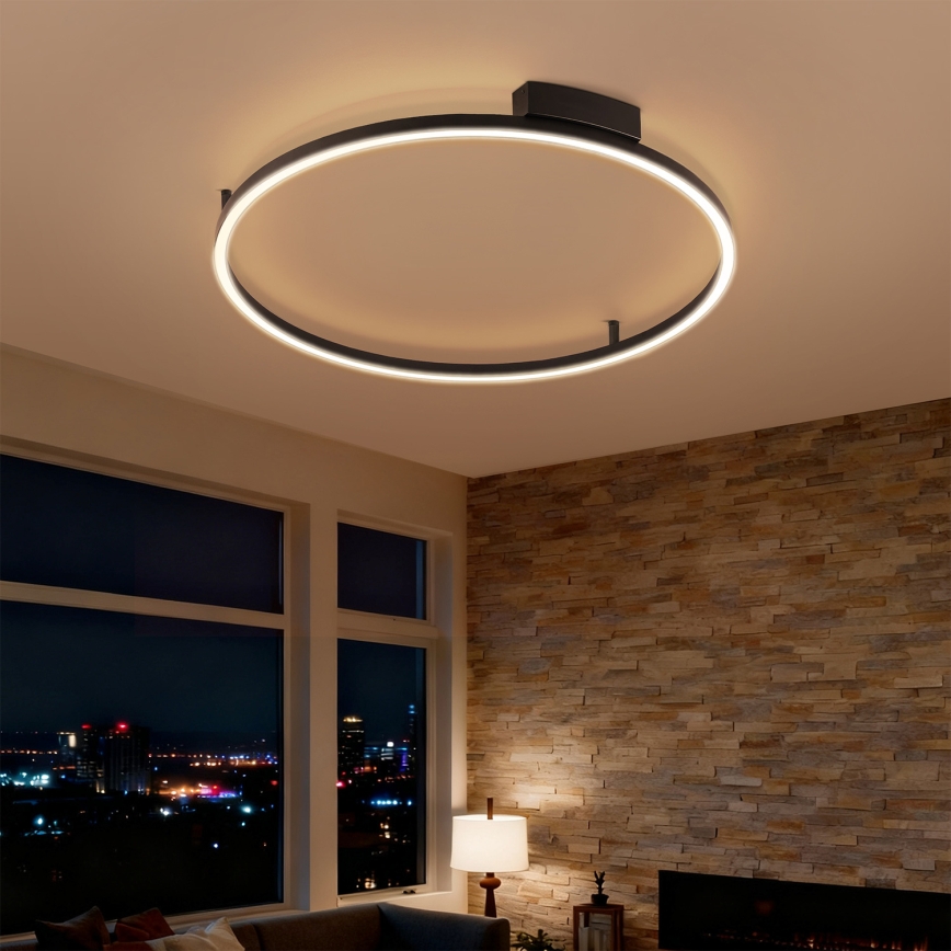 Brilagi - PORTOFINO LED Dimmable Ceiling Light 60W/230V, Tunable White 3000-6000K, Ø 80 cm, Black + Remote Control