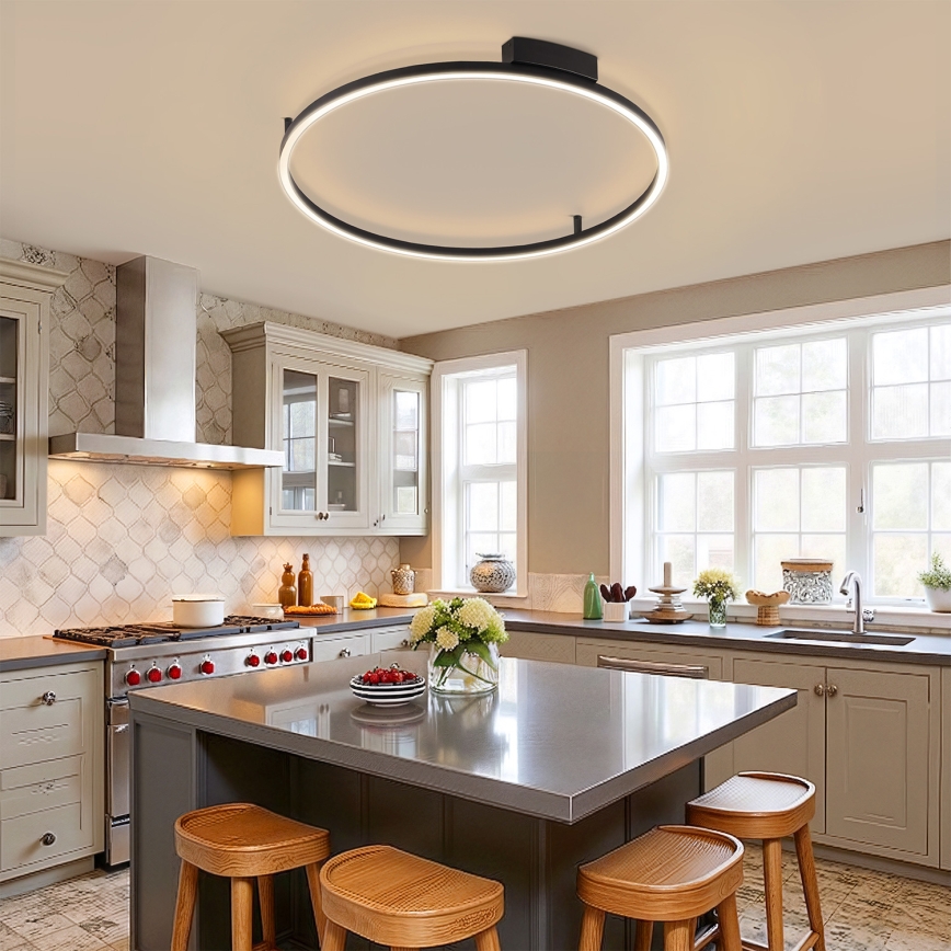 Brilagi - PORTOFINO LED Dimmable Ceiling Light 60W/230V, Tunable White 3000-6000K, Ø 80 cm, Black + Remote Control