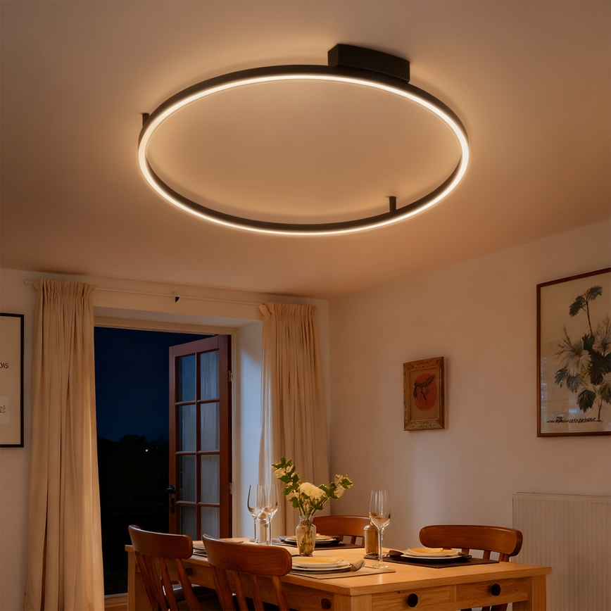 Brilagi - PORTOFINO LED Dimmable Ceiling Light 60W/230V, Tunable White 3000-6000K, Ø 80 cm, Black + Remote Control