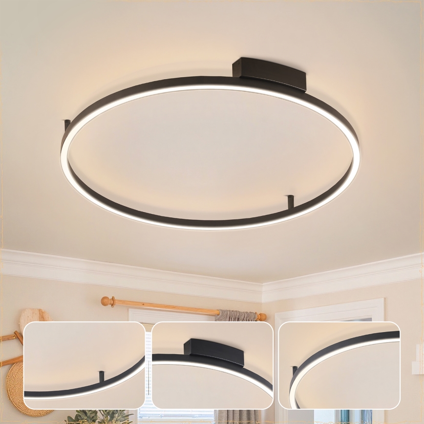 Brilagi - PORTOFINO LED Dimmable Ceiling Light 60W/230V, Tunable White 3000-6000K, Ø 80 cm, Black + Remote Control