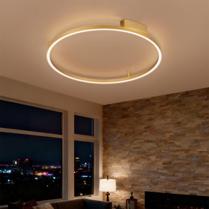 Brilagi - PORTOFINO Dimmable LED Ceiling Light 60W/230V 3000-6000K Ø 80 cm Gold + Remote Control