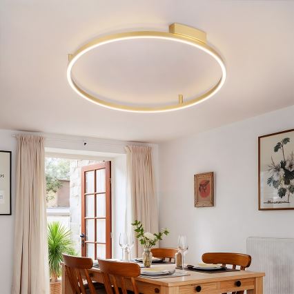 Brilagi - PORTOFINO Dimmable LED Ceiling Light 60W/230V 3000-6000K Ø 80 cm Gold + Remote Control