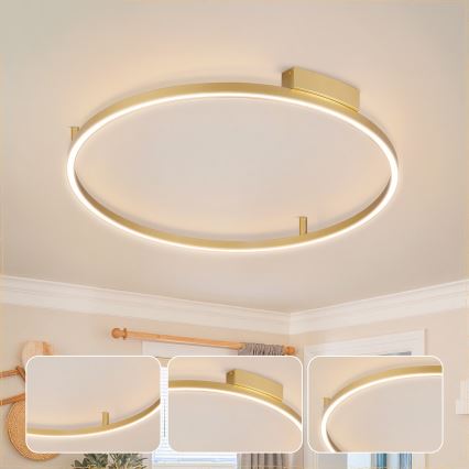 Brilagi - PORTOFINO Dimmable LED Ceiling Light 60W/230V 3000-6000K Ø 80 cm Gold + Remote Control