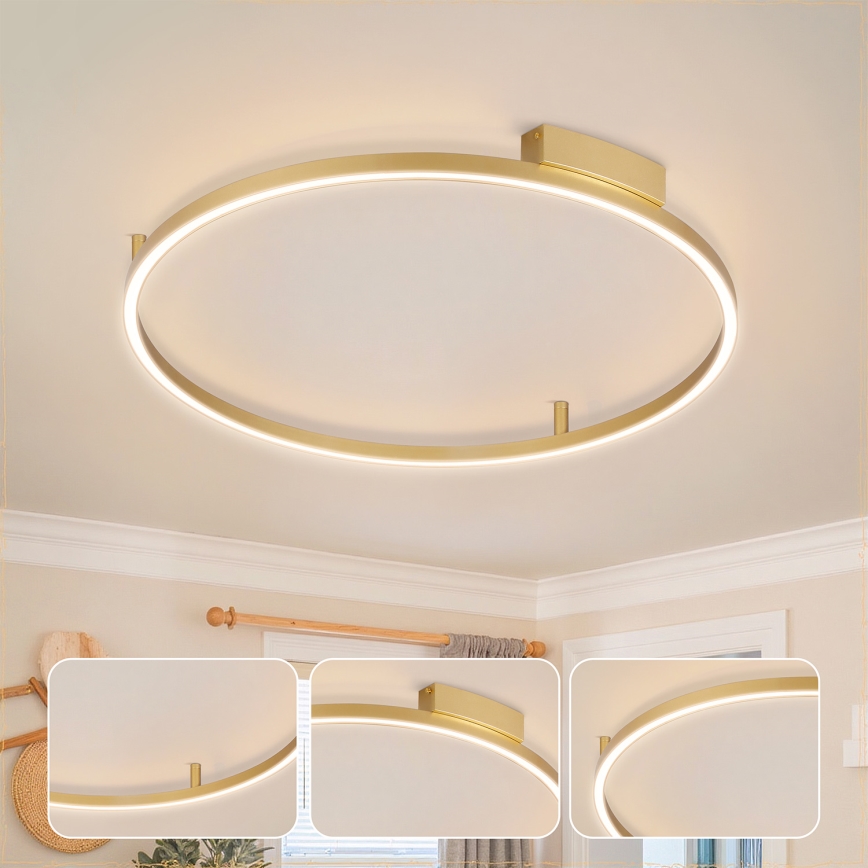 Brilagi - PORTOFINO Dimmable LED Ceiling Light 60W/230V 3000-6000K Ø 80 cm Gold + Remote Control