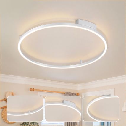 Brilagi - LED Dimmable Ceiling Light PORTOFINO LED/60W/230V 3000-6000K Ø 80 cm silver + remote control
