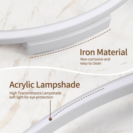 Brilagi - PORTOFINO Dimmable LED Ceiling Light LED/60W/230V 3000-6000K Ø 80 cm Silver + Remote Control