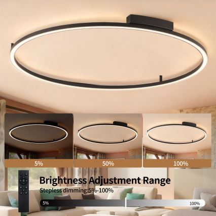 Brilagi - PORTOFINO Dimmable LED Ceiling Light LED/85W/230V 3000-6000K Ø 120 cm Black + Remote Control