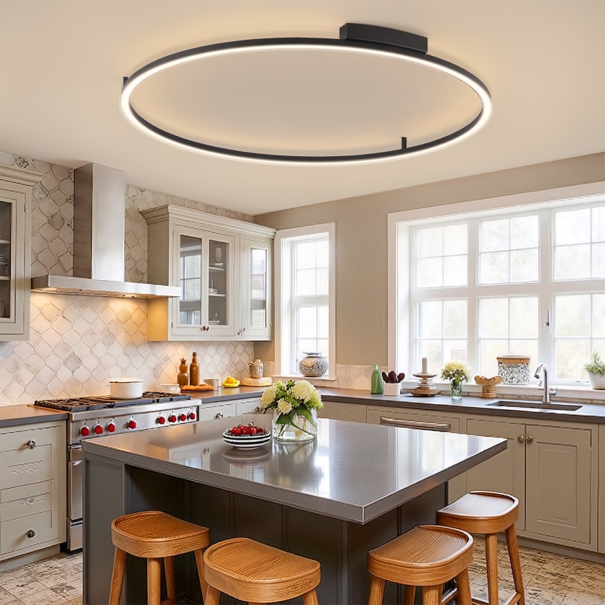 Brilagi - PORTOFINO Dimmable LED Ceiling Light LED/85W/230V 3000-6000K Ø120 cm Black + Remote Control