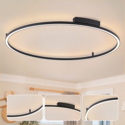 Brilagi - PORTOFINO Dimmable LED Ceiling Light LED/85W/230V 3000-6000K Ø120 cm Black + Remote Control