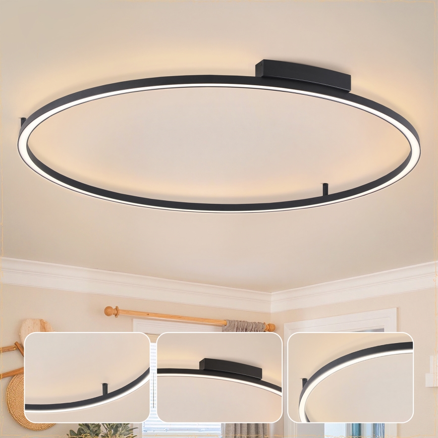 Brilagi - PORTOFINO Dimmable LED Ceiling Light LED/85W/230V 3000-6000K Ø120 cm Black + Remote Control