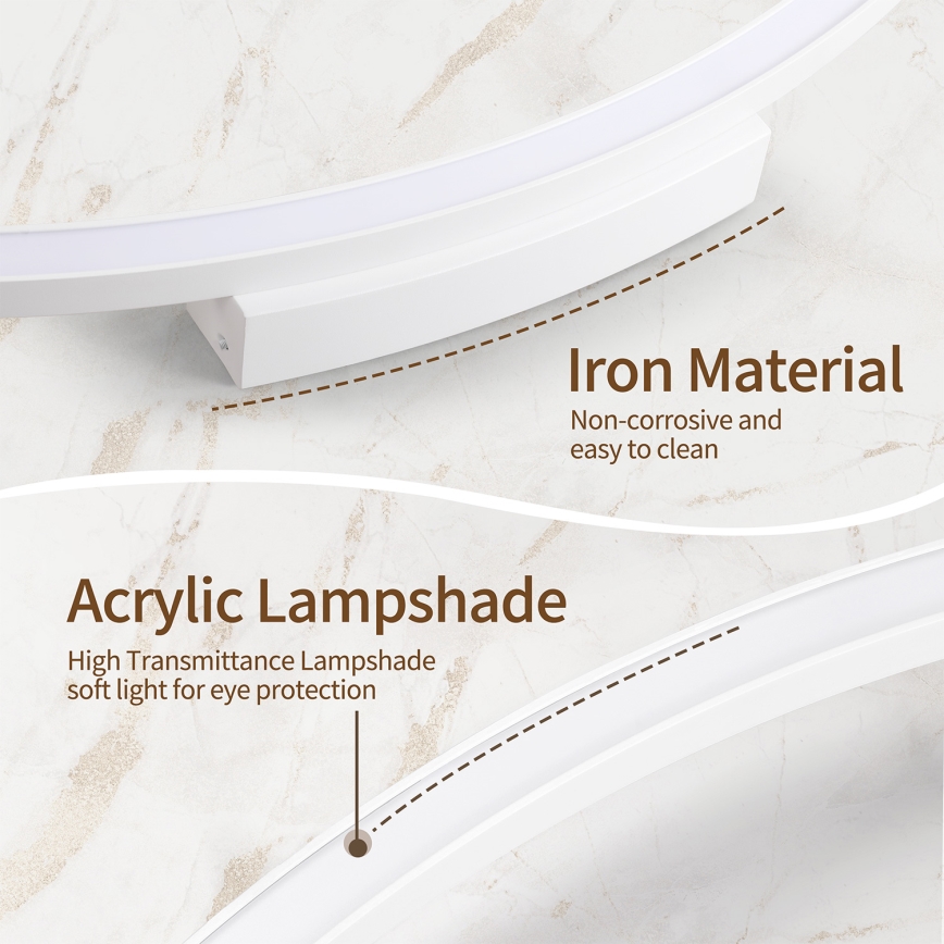 Brilagi - PORTOFINO Dimmable LED Ceiling Light 60W/230V, 3000–6000K, Ø 80 cm, White + Remote Control