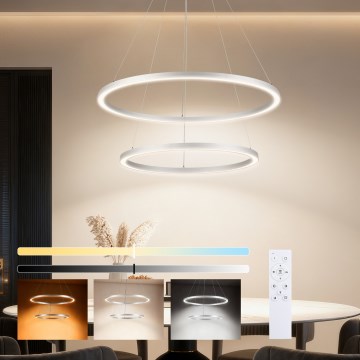 Brilagi - PORTOFINO LED Dimmable Cable Pendant Lamp LED/98W/230V 3000-6000K Ø 80 cm Silver + Remote Control
