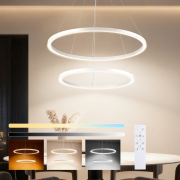 Brilagi - PORTOFINO LED dimmable cable pendant light LED/98W/230V 3000-6000K Ø 80 cm white + remote control