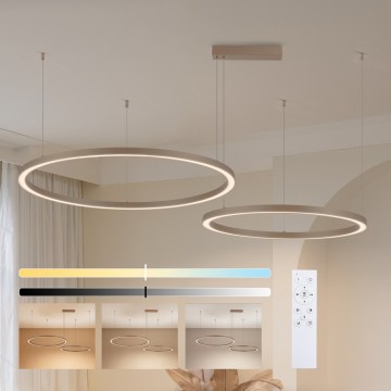 Brilagi - PORTOFINO LED Dimmable Cable-Suspended Pendant Light, 98W/230V, 3000–6000K, Beige + Remote Control