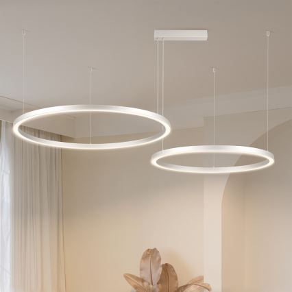 Brilagi - Dimmable LED pendant lamp on cable PORTOFINO LED/98W/230V 3000-6000K silver + remote control