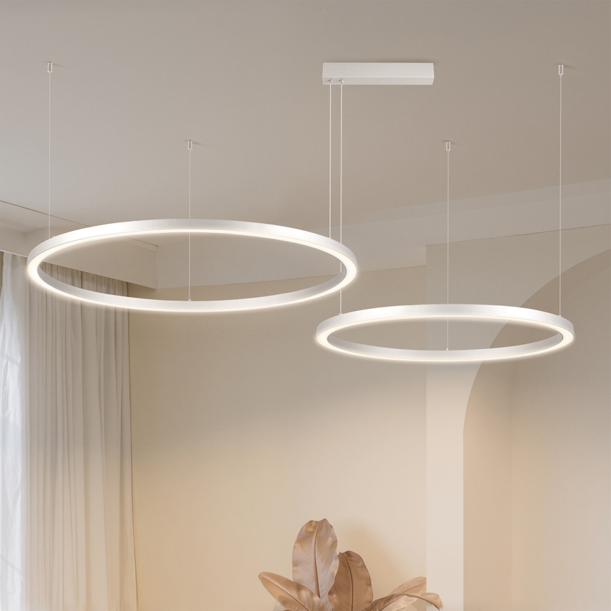 Brilagi - Dimmable LED pendant lamp on cable PORTOFINO LED/98W/230V 3000-6000K silver + remote control
